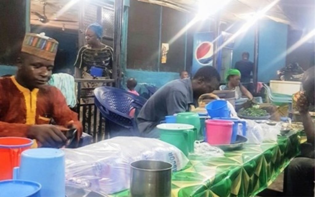 Toughened up by the situation, this local eatery is one of the few still opened for business. Photo credit: Olajide Adelana
