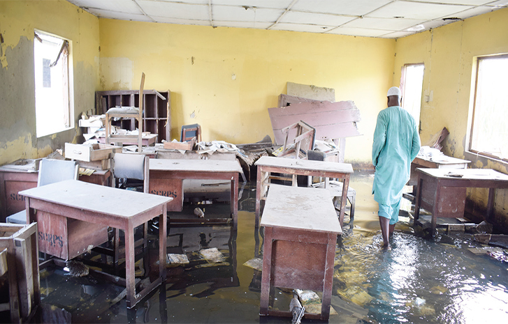 One of the flooded staff rooms